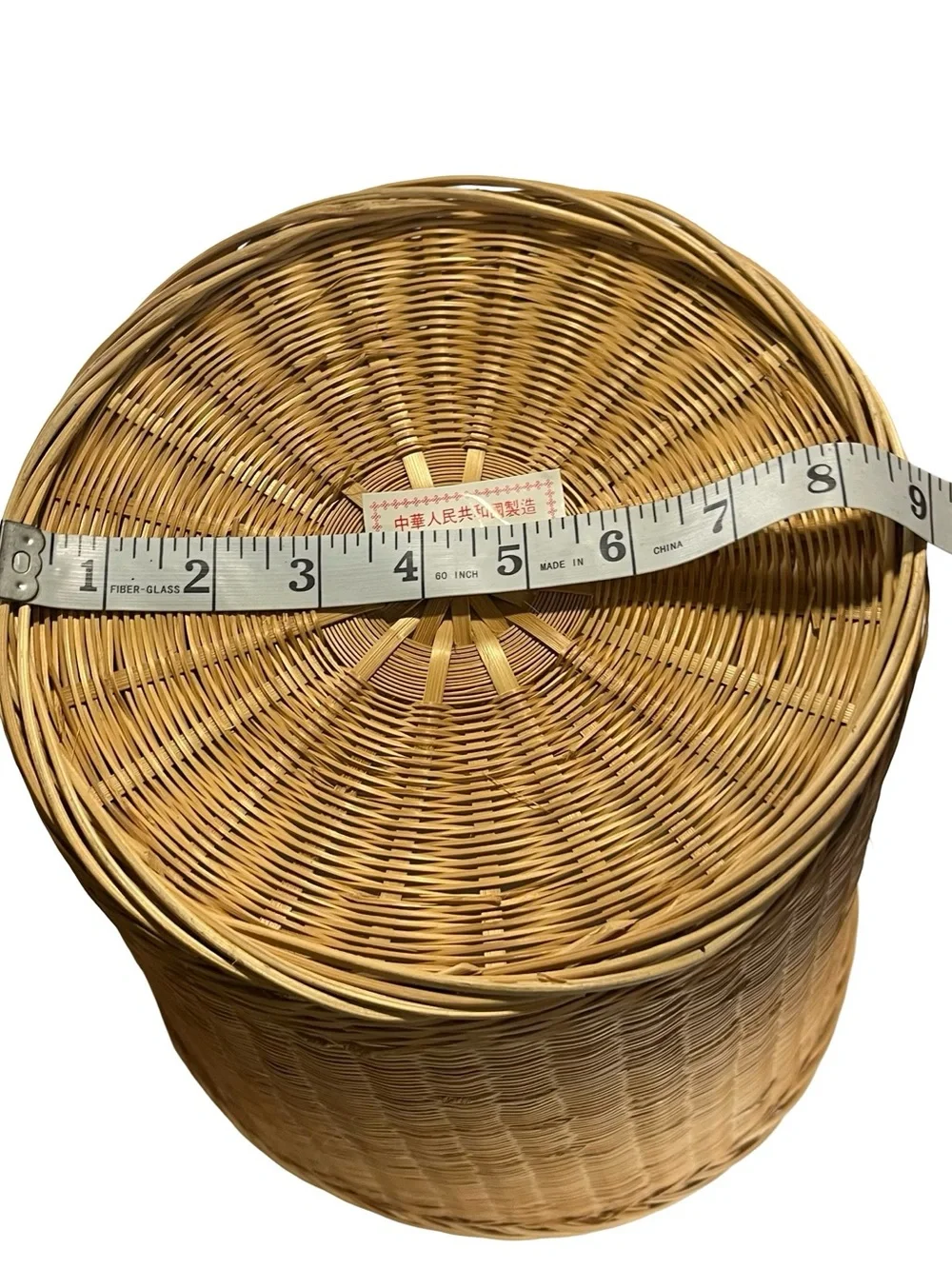 Boho Woven Bamboo Wastebasket Trash Can Basket 2 Pack Republic of China Vintage